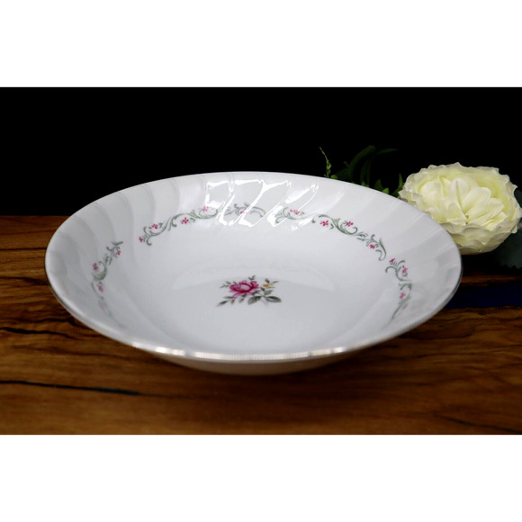 Vintage Royal Swirl Fine China Rose Floral Porcelain Round Serving Bowl Dish - Picture 4 of 5
